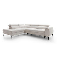 ECKSOFA NOTE Creme Chenille mit Schlaffunktion - Creme, Holz (271/216cm) - MASSENO