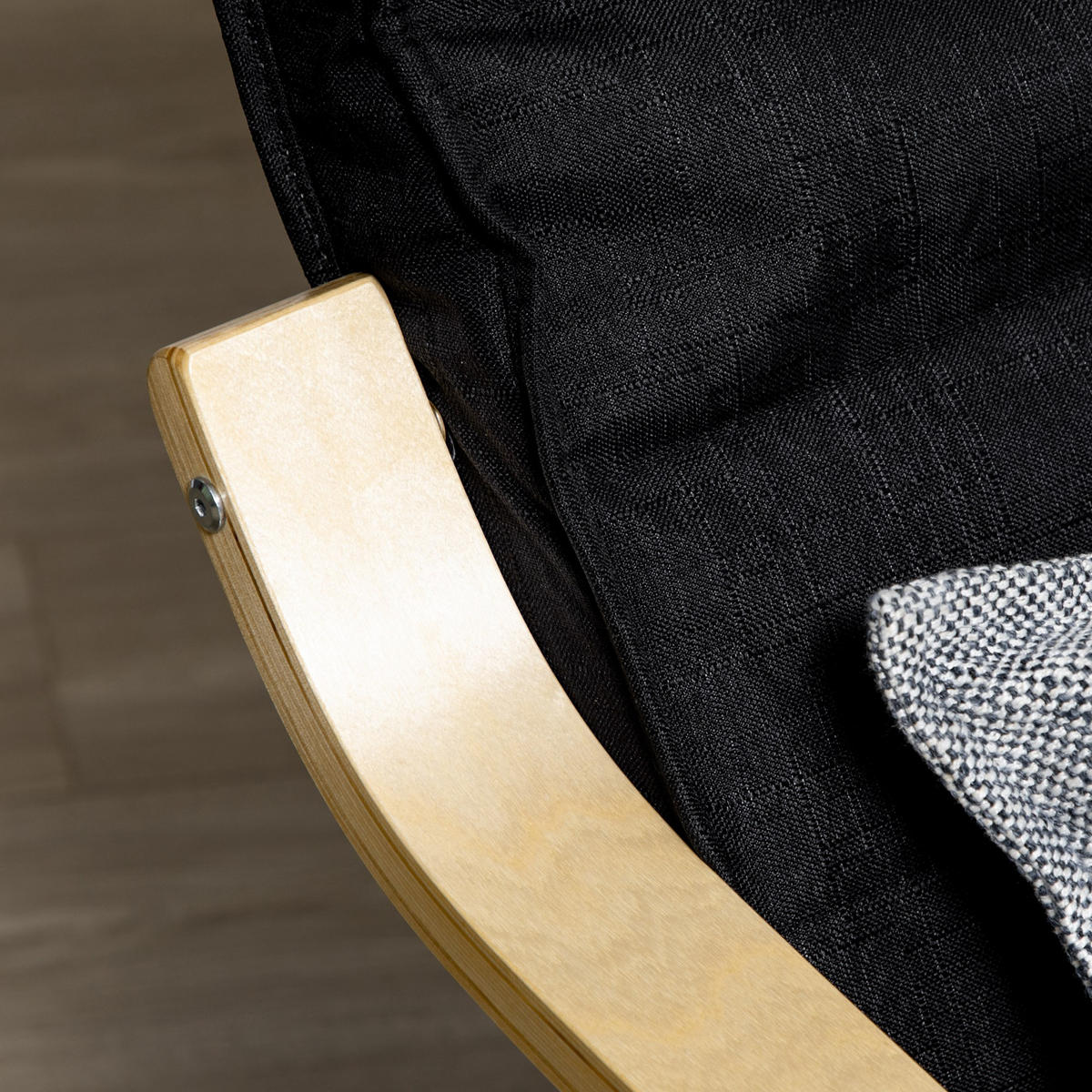 RELAXSESSEL Schwingstuhl, Ruhesessel, Relaxstuhl mit Verstellbarem Fußteil - Schwarz, Holz (94/100/66.5cm) - HOMCOM