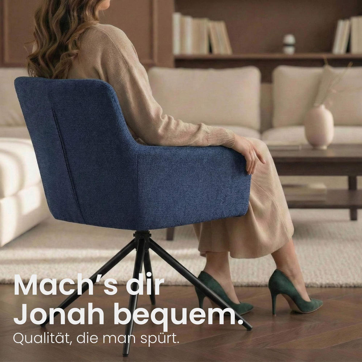 ARMLEHNENSTUHL Stoff Dunkelblau - Schwarz/Dunkelblau, Textil/Metall (59/87/59cm) - CLP