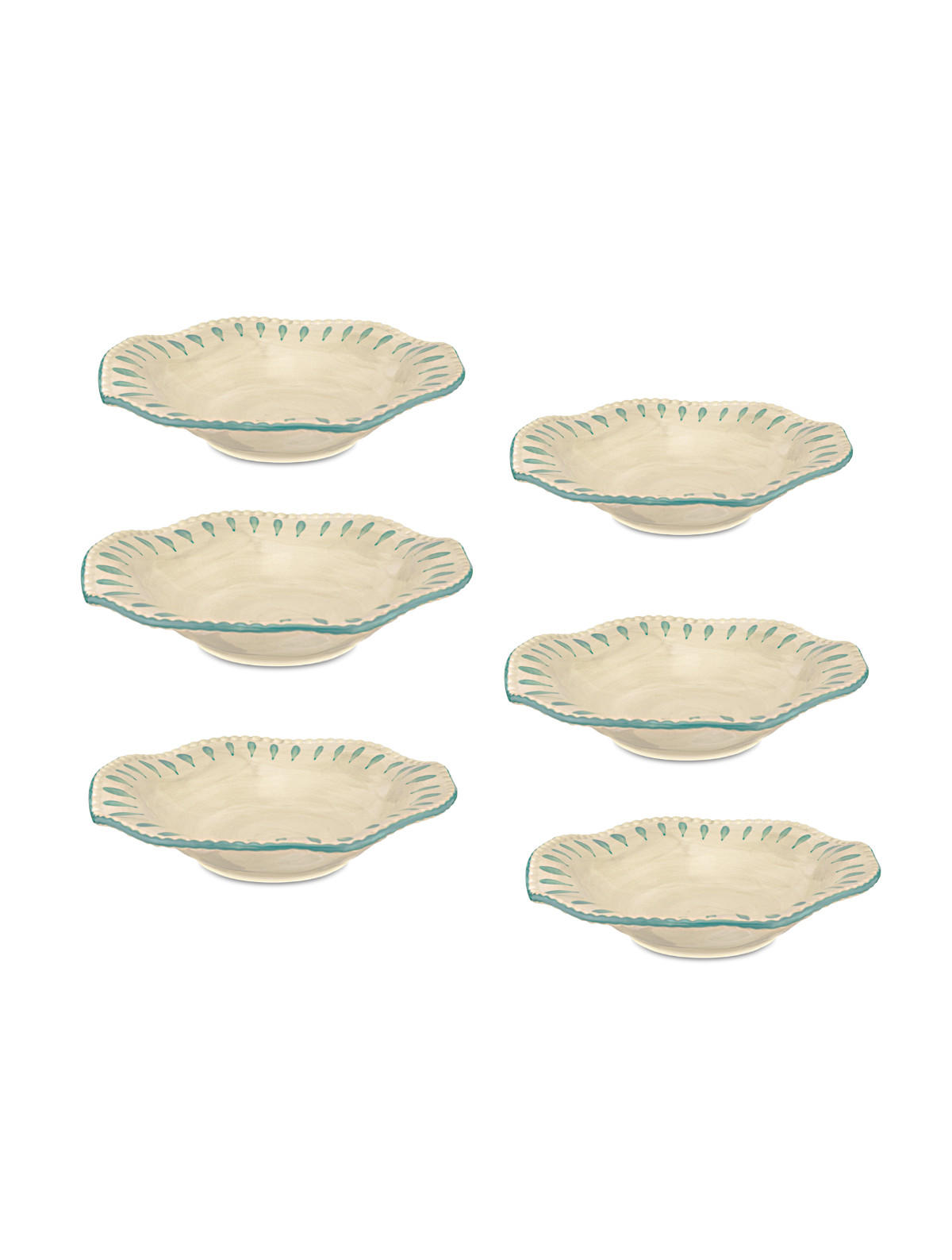 SUPPENTELLER Domitilla Aqua Grün - Multicolor, Keramik (22.5cm) - Rose & Tulipani