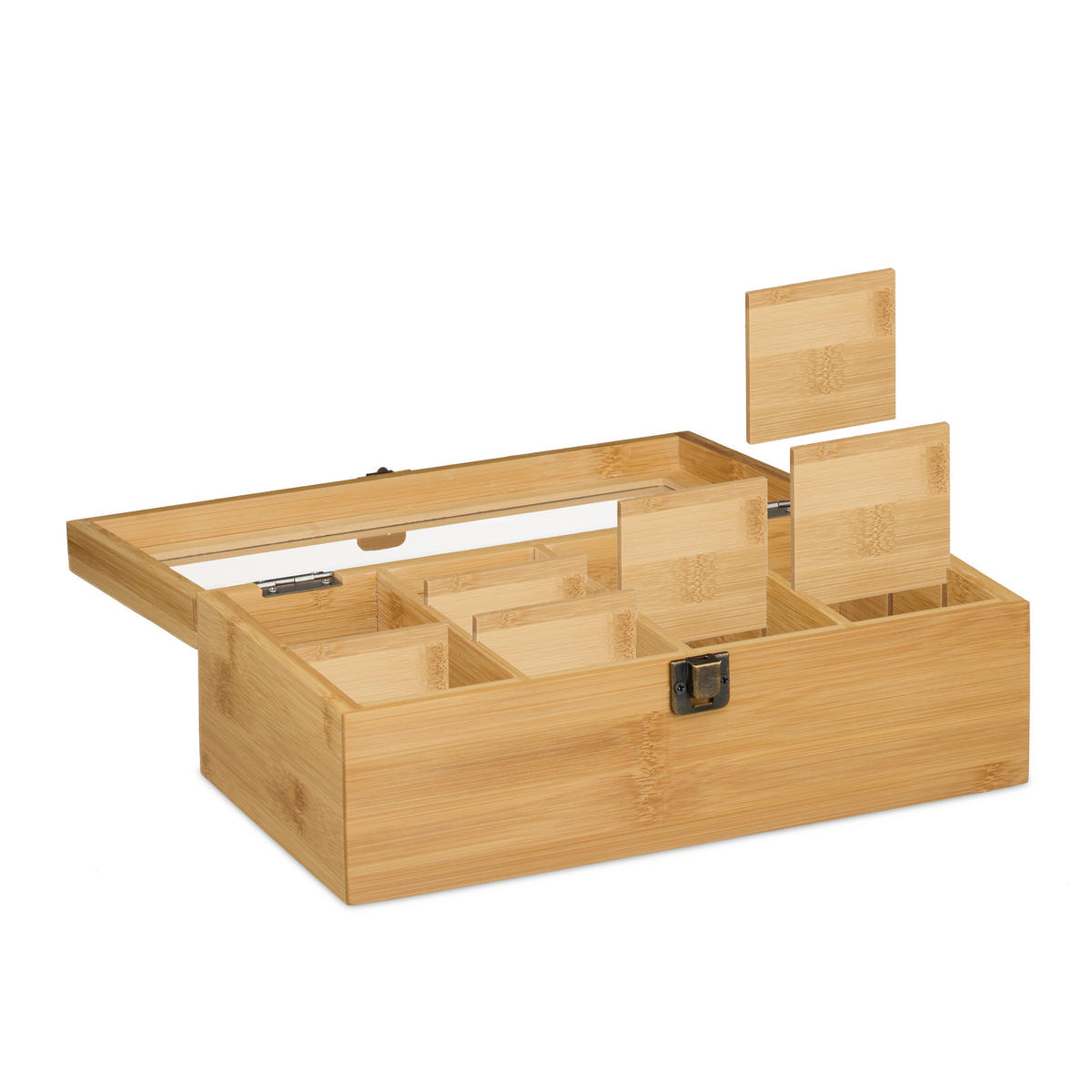 TEEBOX - Hellbraun, Holz/Kunststoff (29.5/10/17cm) - Relaxdays