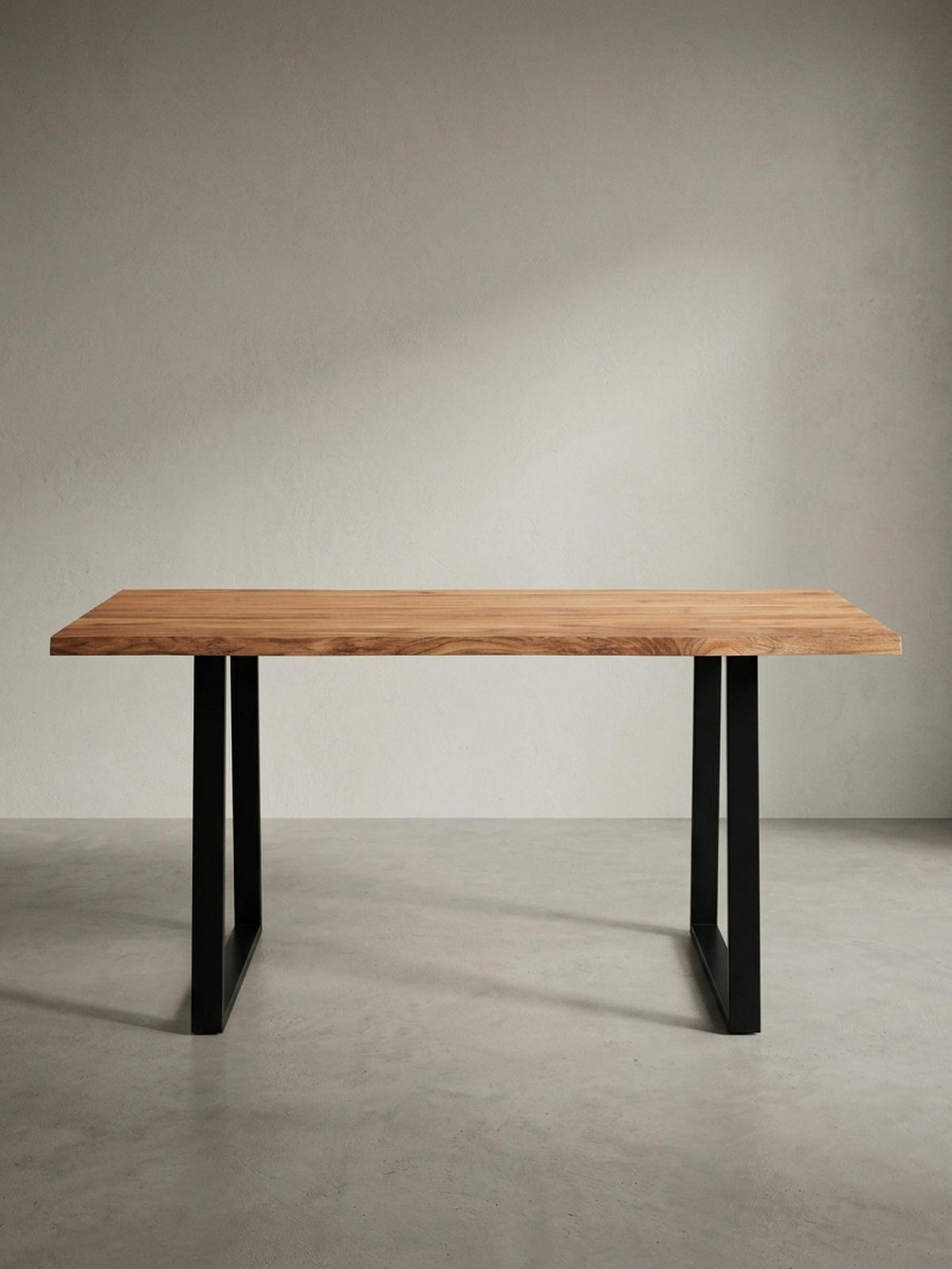 SCHREIBTISCH Massivholz Baumkante Handgefertigt Akazie TARN, Goldbraun-Schwarz 180x90x76 cm - Schwarz/Braun, Holz/Metall (90/180/76cm) - KADIMA DESIGN