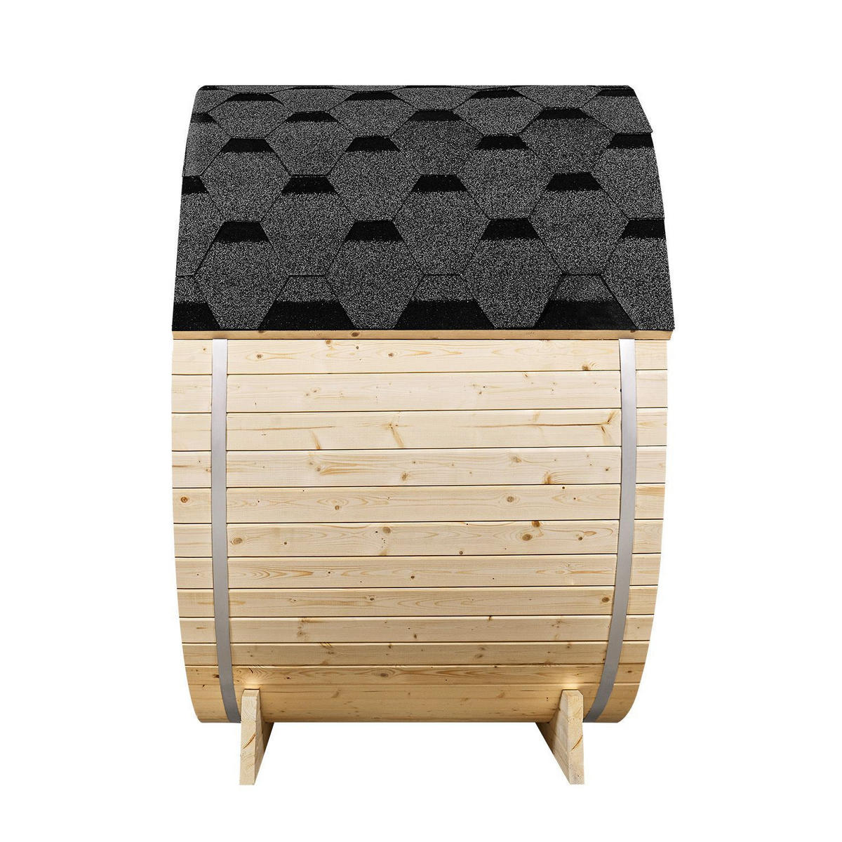 FASSSAUNA Spitzbergen 120 cm mit 3,6 kW Saunaofen (2 Personen) - Naturfarben, Holz (191/193/120cm) - Artsauna