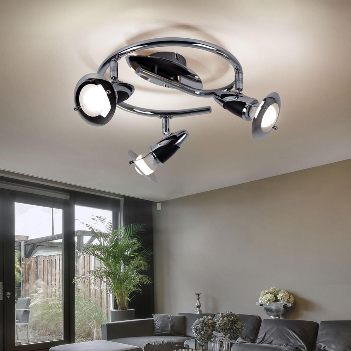 LED DECKENLEUCHTE Holz Silber schwenkbar - Silberfarben, Holz (30/30/17.5cm) - Globo Lighting