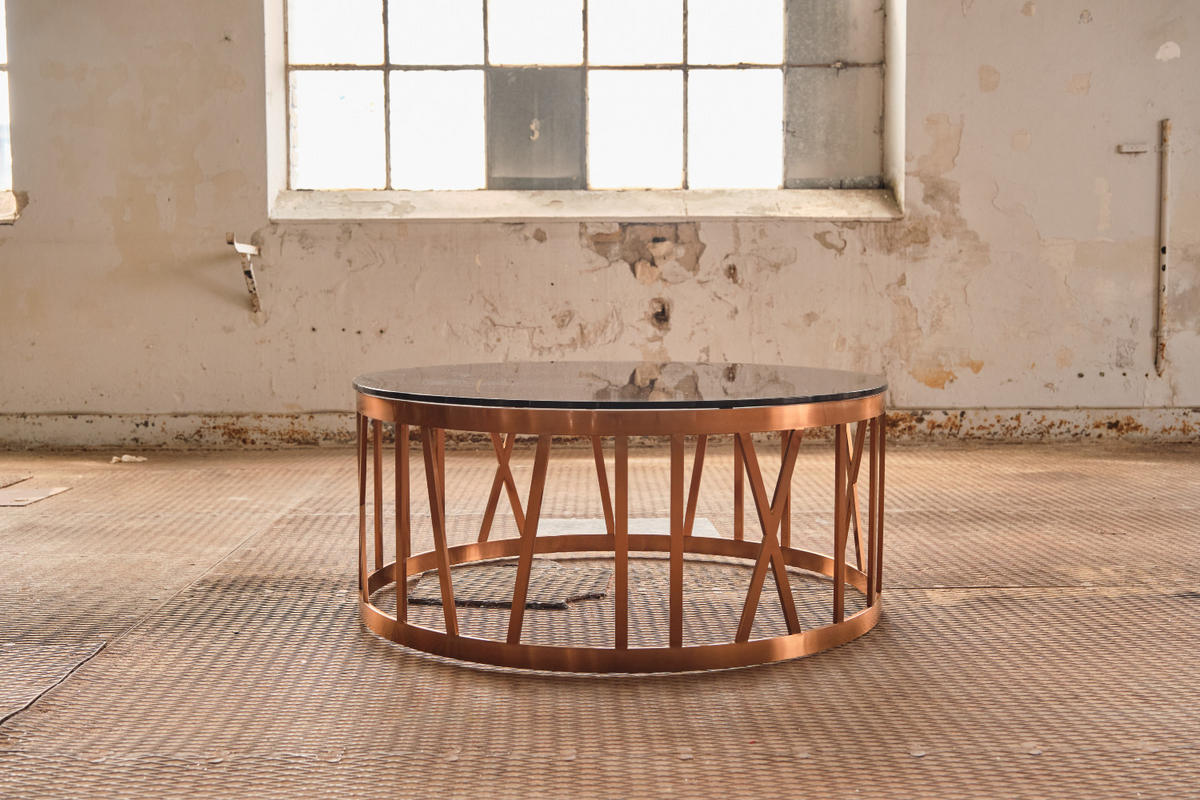 COUCHTISCH MELLA Rosé Glas - Roségold/Rosa, Glas/Metall (100/100/43cm) - KAWOLA
