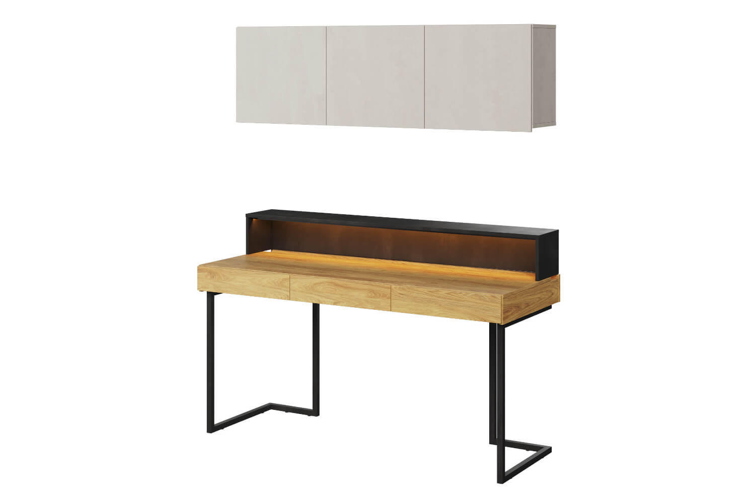 Meblini Kinderzimmer-Set Kaschmir, Eiche, Schwarz 150x193x61 cm
