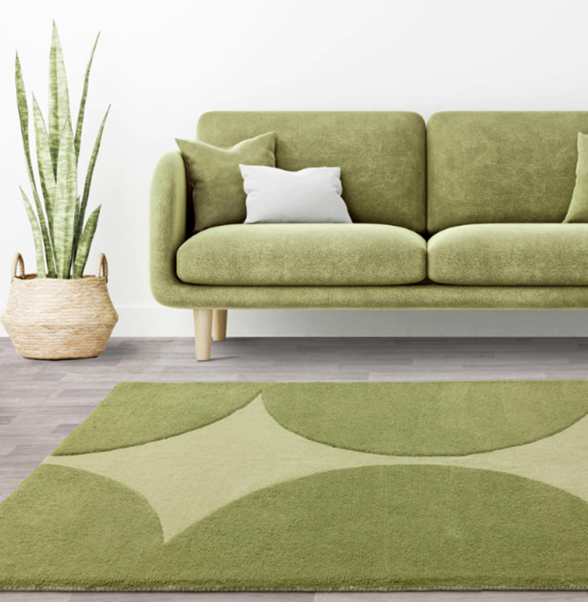 TEPPICH modern handgetuftet Wolle MULL Grün 120 x 170 cm - Grün, Naturmaterialien (120/170cm) - Novatrend