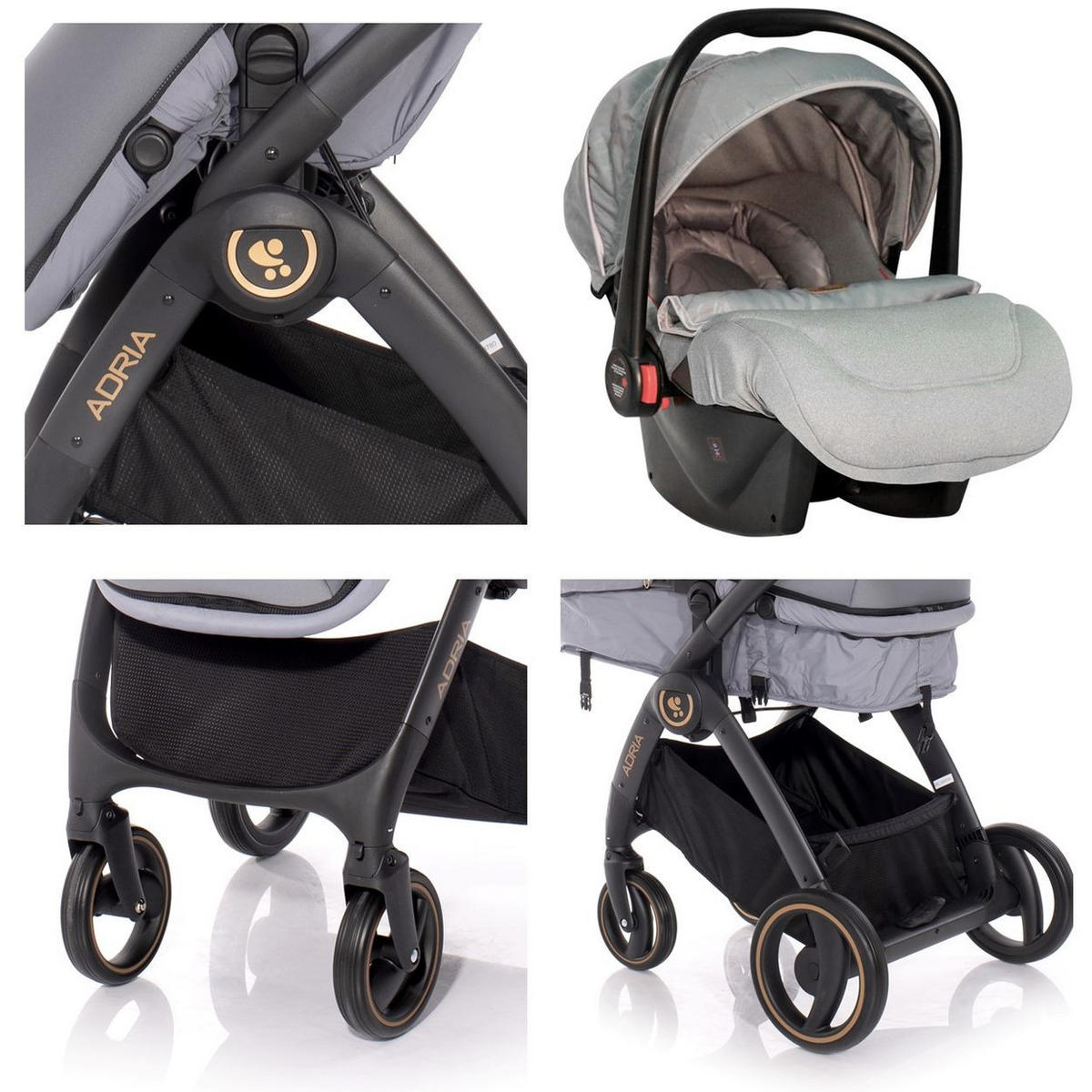 KOMBIKINDERWAGEN Adria 2 in 1 rot Aluminium, 5-Punkt-Gurt, Babyschale, Sportsitz, Wickeltasche - Rot, Metall (82/60/120cm) - Lorelli