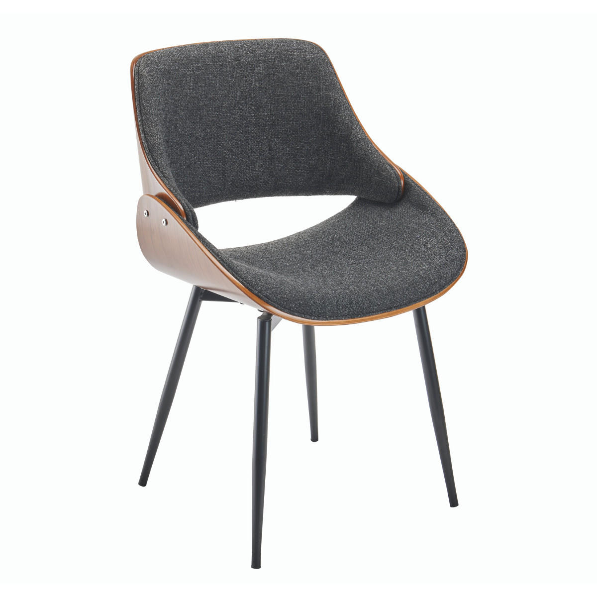 STUHL mit Nussbaum-Finish und grauem Stoffbezug - Mannix - Grau, Metall (61/78/61cm) - Signature