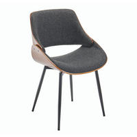STUHL mit Nussbaum-Finish und grauem Stoffbezug - Mannix - Grau, Metall (61/78/61cm) - Signature