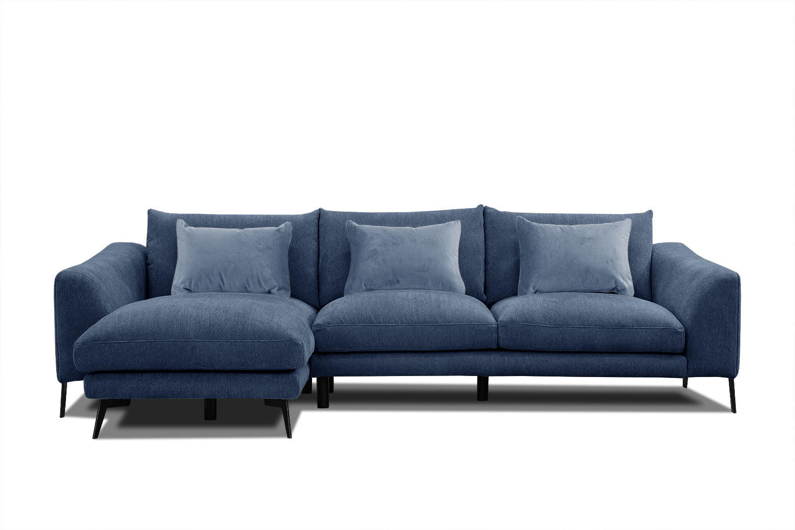ECKSOFA WINTER 4-Sitzer, dunkelblau - Schwarz/Dunkelblau, Holzwerkstoff/Textil (158/269cm) - Courtois Laville
