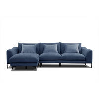 ECKSOFA WINTER 4-Sitzer, dunkelblau - Schwarz/Dunkelblau, Holzwerkstoff/Textil (158/269cm) - Courtois Laville