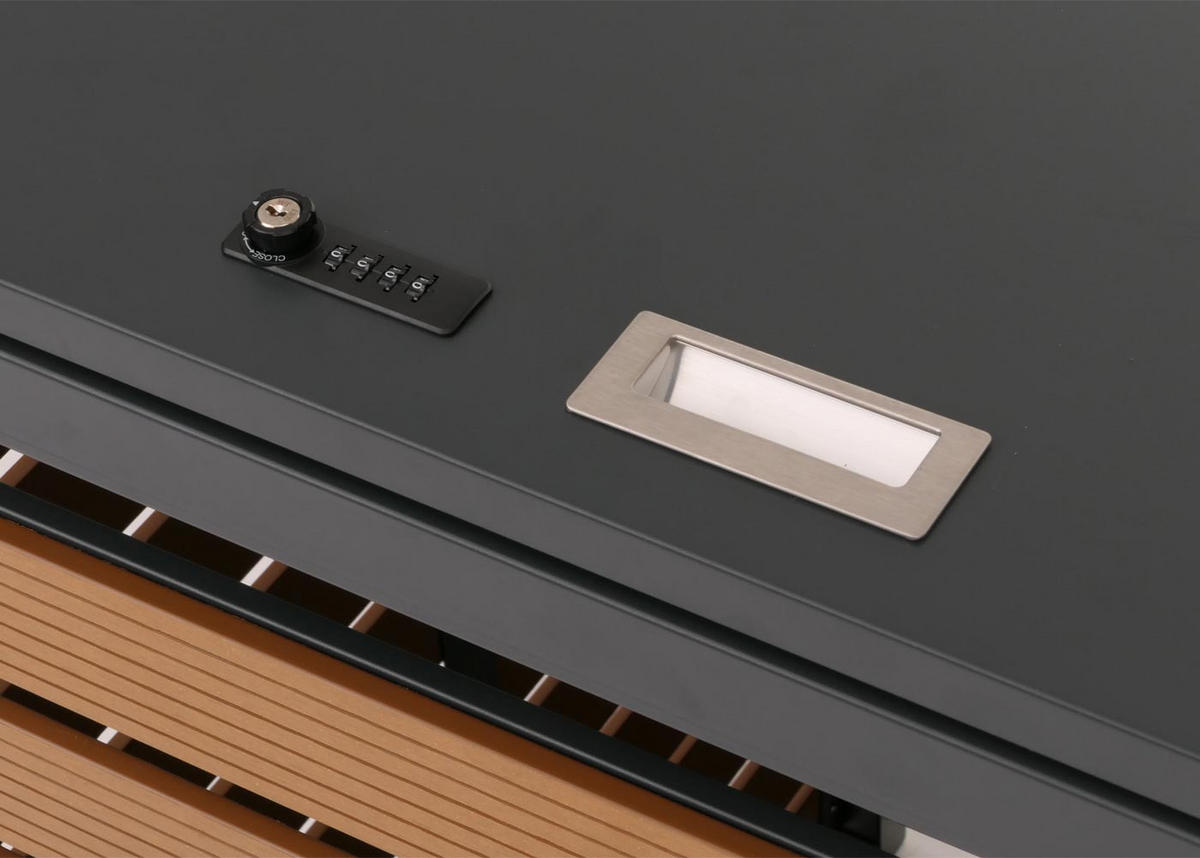 MÜLLTONNENBOX 4er HxBxT 119x264x84cm Teak-Optik WPC Metall 130kg - Teakfarben, Metall (264/119/84cm) - PROREGAL