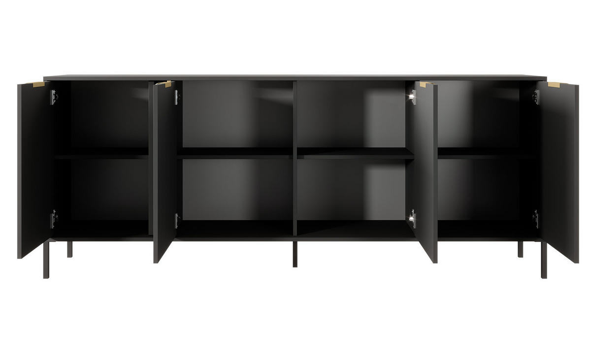 SIDEBOARD Lars anthrazit / gold 202,9 / 39,5 / 81,4 cm - Anthrazit/Grau, Holz/Holzwerkstoff (202.9/81.4/39.5cm) - Feldmann-Wohnen