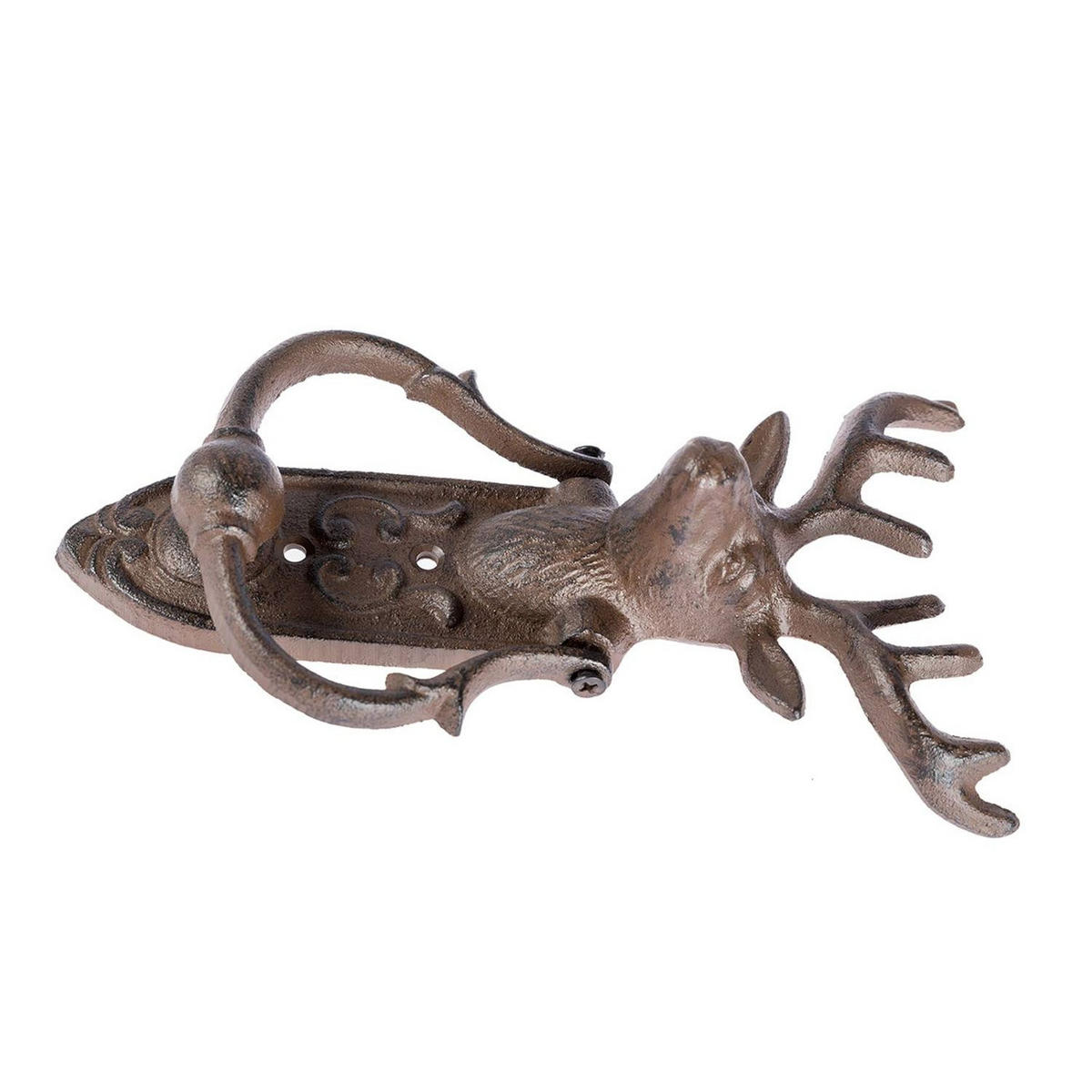 TÜRKLOPFER Gusseisen Hirschkopf - Braun, Metall (13/24/6cm) - Homescapes