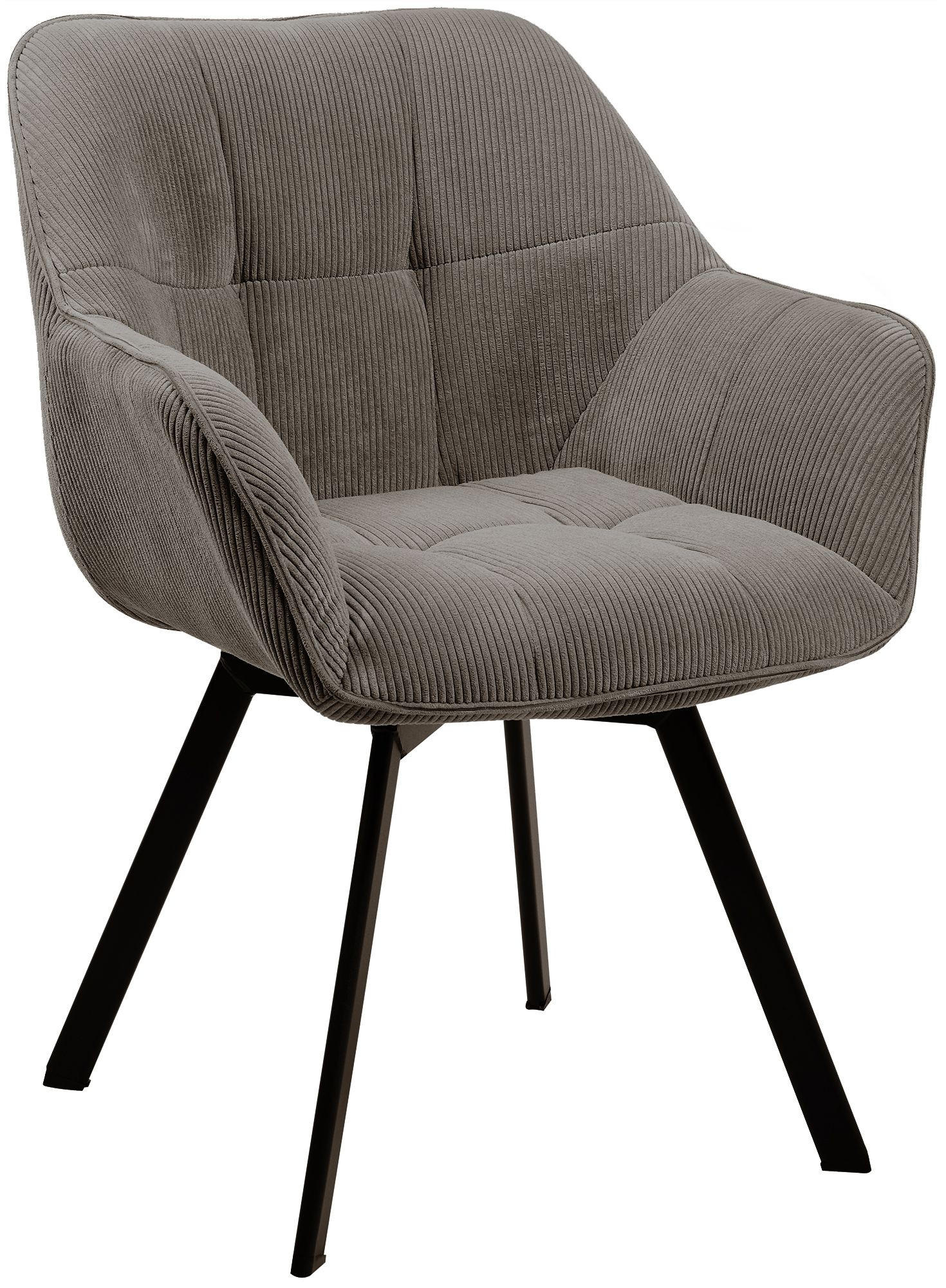 ARMLEHNENSTUHL Cord Braun - Schwarz/Braun, Textil/Metall (60/81/59cm) - CLP