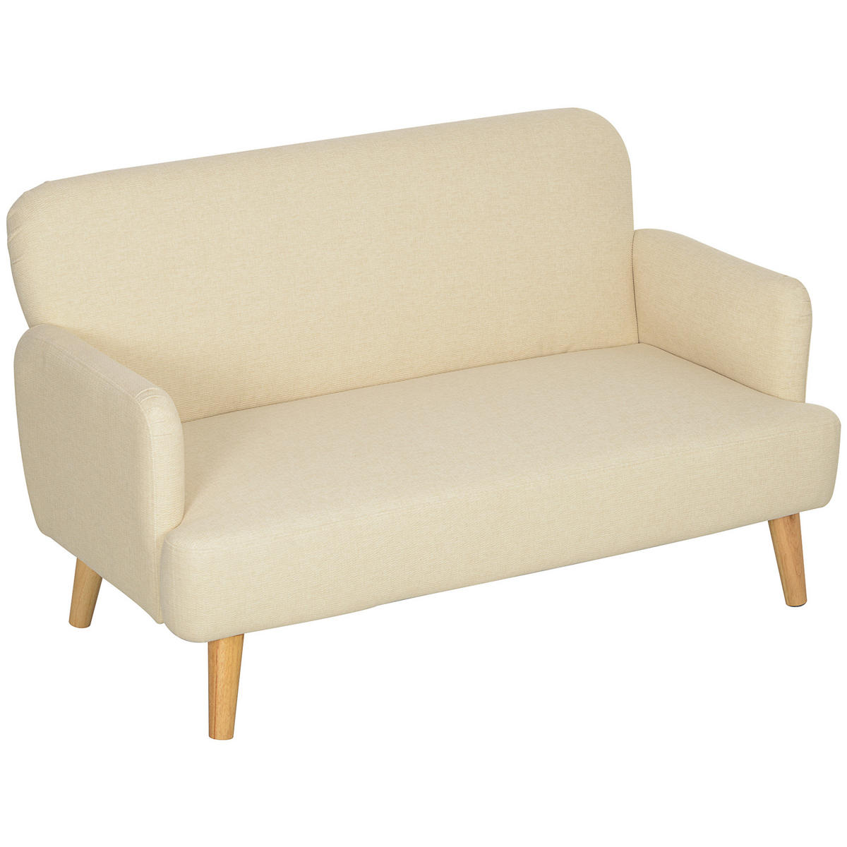 SOFA, 2-Sitzer, Samtoptik, dicke Polsterung, cremeweiß, 140x74x79cm - Multicolor, Holzwerkstoff (140/79/74cm) - FORIOUS