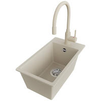 GRANITSPÜLE Riga, 2-er set Beige 28/50 cm 1 Becken + Küchenarmatur 38/14 cm + Ablauf-Set ab 30er Unterschrank - Chromfarben/Beige, Kunststoff (28/20/50cm) - Primagran