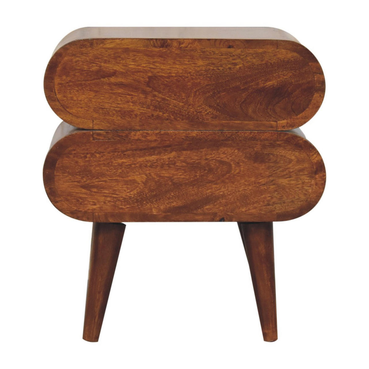 NACHTTISCH mit zwei Schubladen, nordischen Beinen, in Braun. - Messingfarben/Braun, Mangoholz/Holz (45/50/35cm) - Artisan Furniture