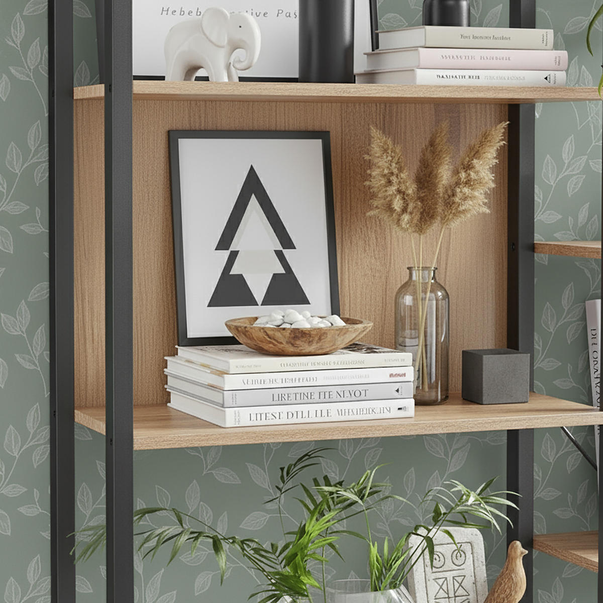 BÜCHEREGAL - Hellbraun, Holzwerkstoff/Metall (158/166/24cm) - Relaxdays