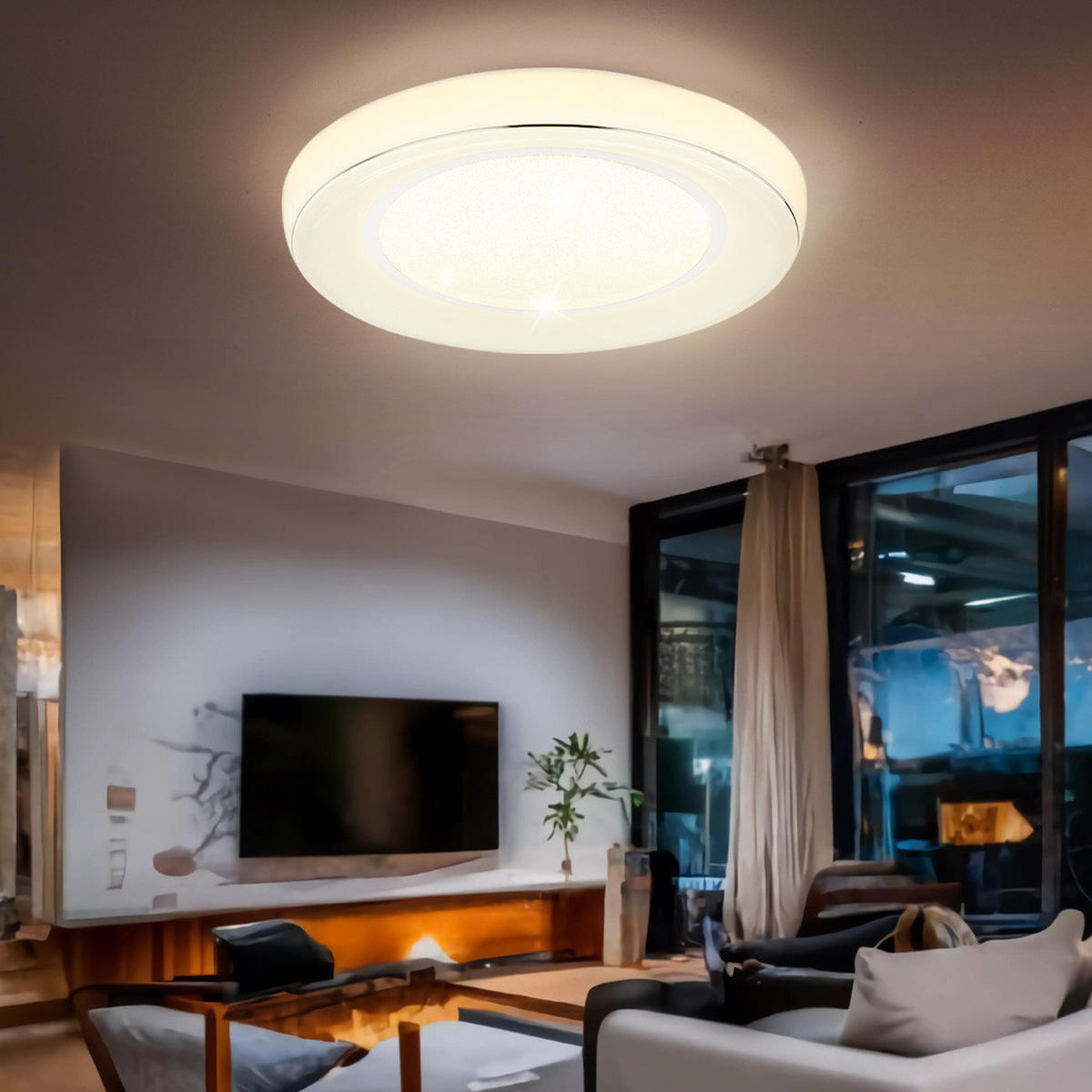 LED DECKENLEUCHTE Kristalle Weiß Opal - Weiß, Metall (66/66/9cm)