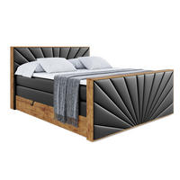 BOXSPRINGBETT mit Matratze H3|H4 und Lattenrost - LOLLI6-Z KING-160x200 - Schwarz Kunstleder - Schwarz, Holzwerkstoff (160/200cm) - ALTDECOR