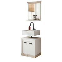 BADKOMBINATION Pinie weiß, Oslo Pinie Landhaus, Badmöbel Set 2-teilig, 60 x 200 cm - Weiß/Pinienfarben, Holzwerkstoff/Metall (60/200/46cm) - Furn.Design