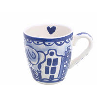 MINI-BECHER Arm in Arm in weiß/blau - 0.2L - Multicolor, Keramik (0.2L) - Blond Amsterdam