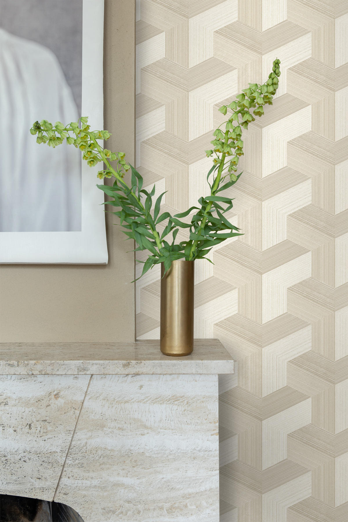 TAPETE 3D-Muster 53 cm x 10.05 m - Beige, Papier (53/1000cm) - Origin Wallcoverings