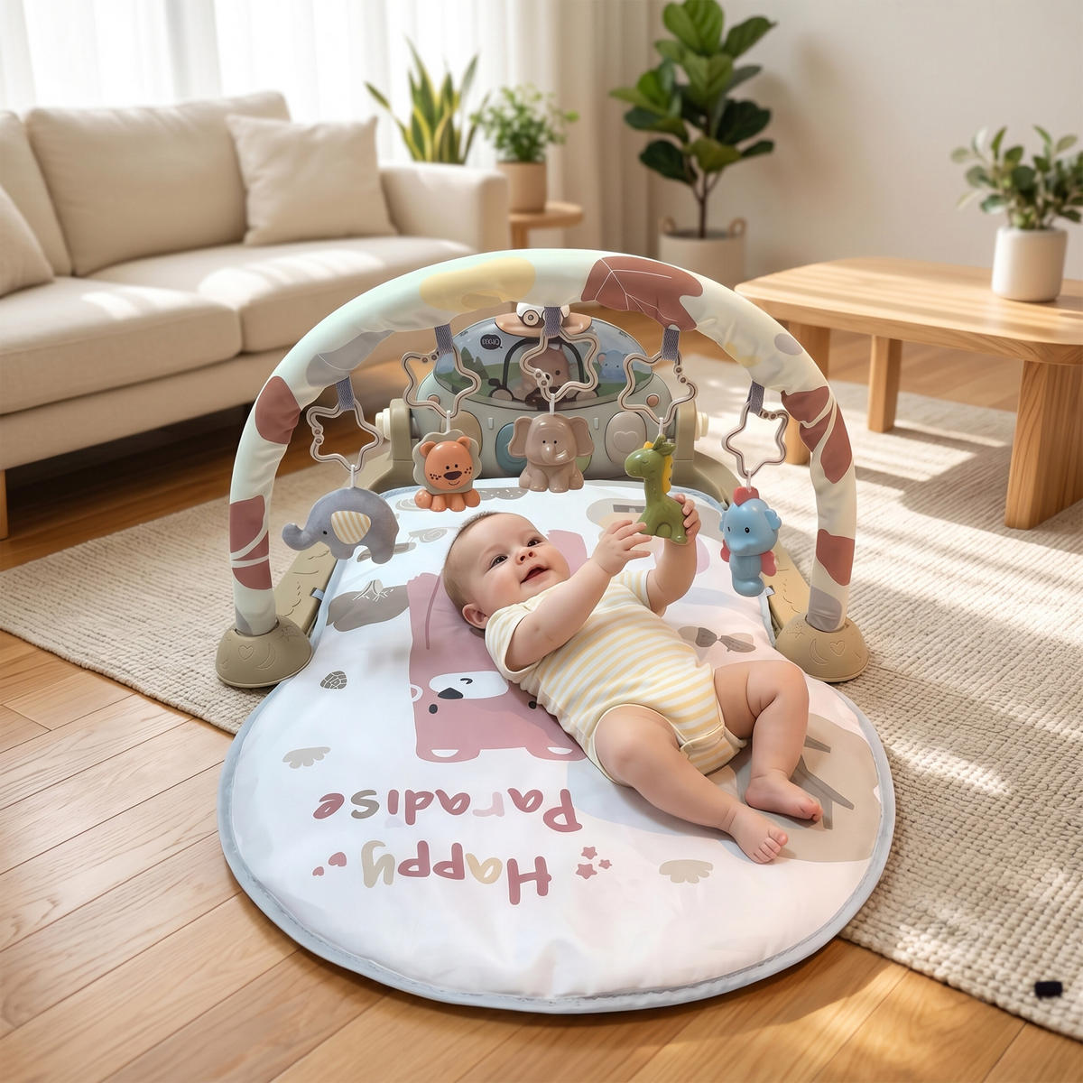 HRACÍ obl. - béžová, textil/plast (64/42/80cm) - Relaxdays