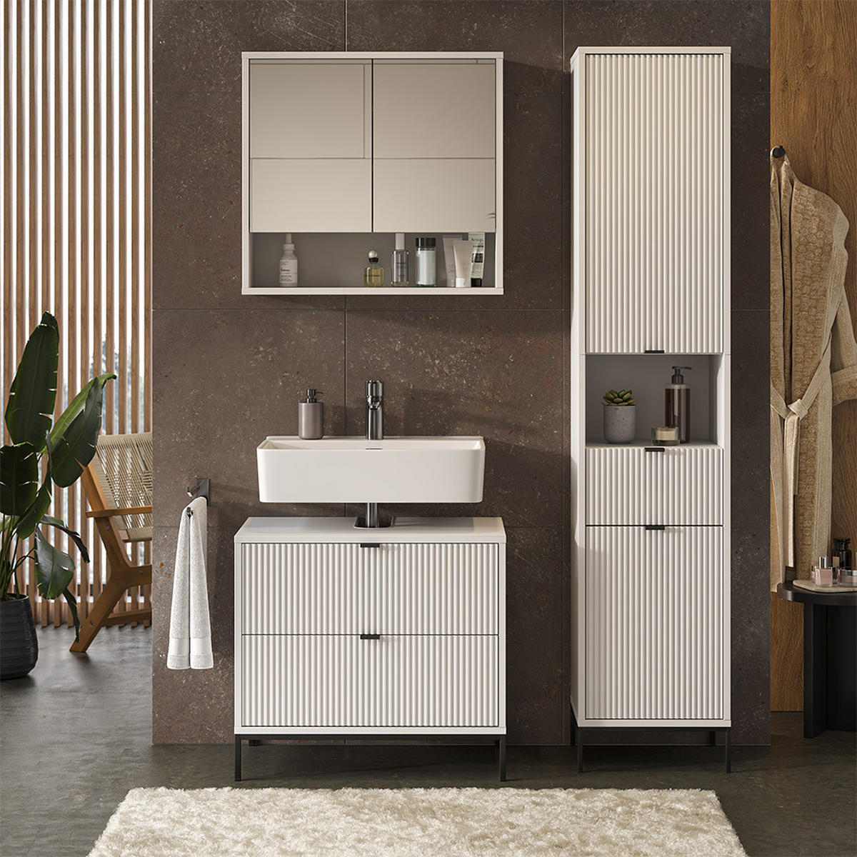 BADMÖBEL-SET Eliza Weiß 3 Teile - Weiß, Holzwerkstoff (70/63/45.1cm) - Vicco