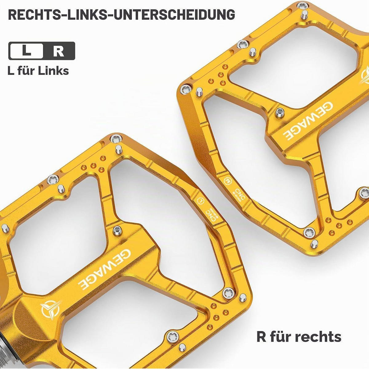 FAHRRADPEDALE CNC Aluminium 3-fach-Lagersystem 9/16″ Chromoly ultraflach kompakt Gold - Goldfarben, Metall (10.4/1.5/11cm)