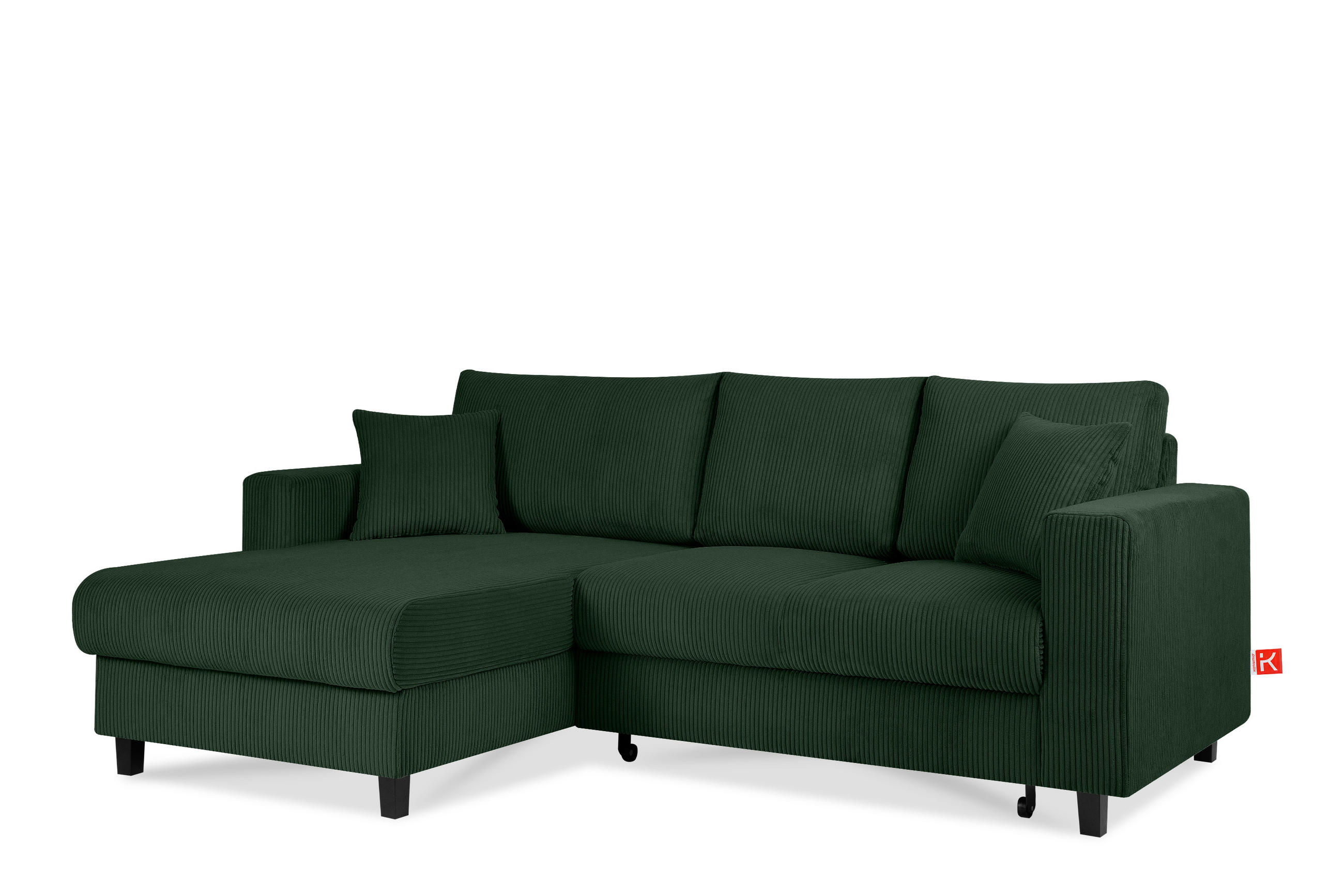 ECKSCHLAFSOFA EGRET Links mit Bettkasten, Cord-Stoff, dunkelgrün - Dunkelgrün, Textil (234/90cm) - KONSIMO®