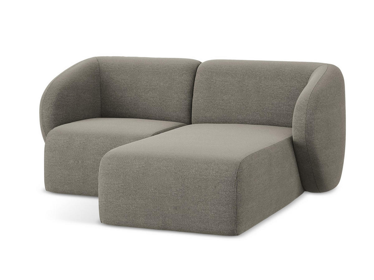 ECKSOFA Rechts Bouclé Stoff Grau - Schwarz/Grau, Holzwerkstoff/Kunststoff (178/166cm) - Makamii