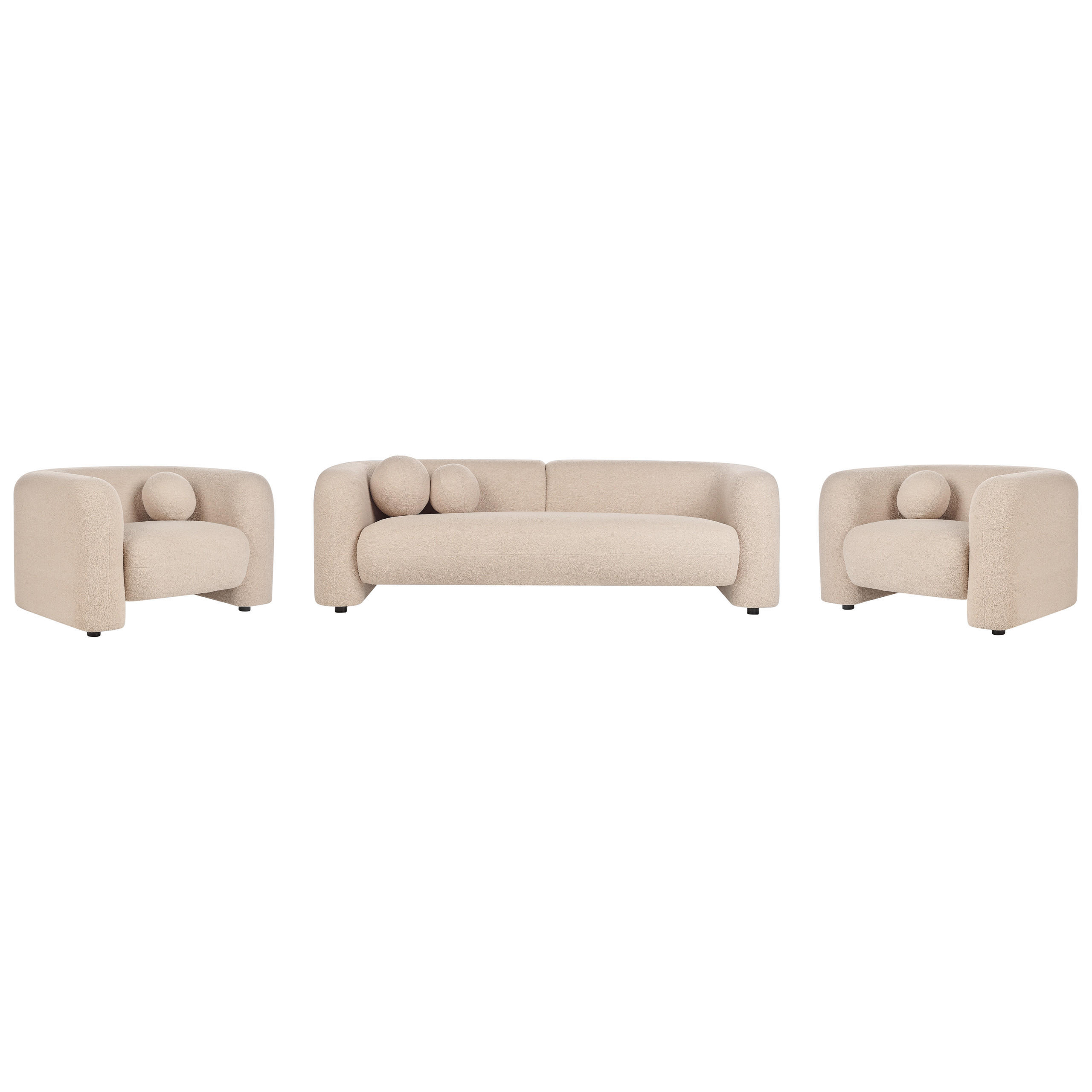 5-SITZER-SOFA SET Bouclé beige Leiren - Beige, Textil (83/83/224cm) - Beliani