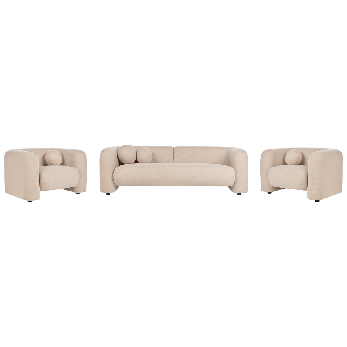 5-SITZER-SOFA SET Bouclé beige Leiren - Beige, Textil (83/83/224cm) - Beliani