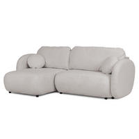 ECKSOFA Candy mit Schlaffunktion Hellgrau Bouclé-Stoff - Ottomane links - Hellgrau/Schwarz, Holz/Kunststoff (230/146cm) - S-Style Möbel