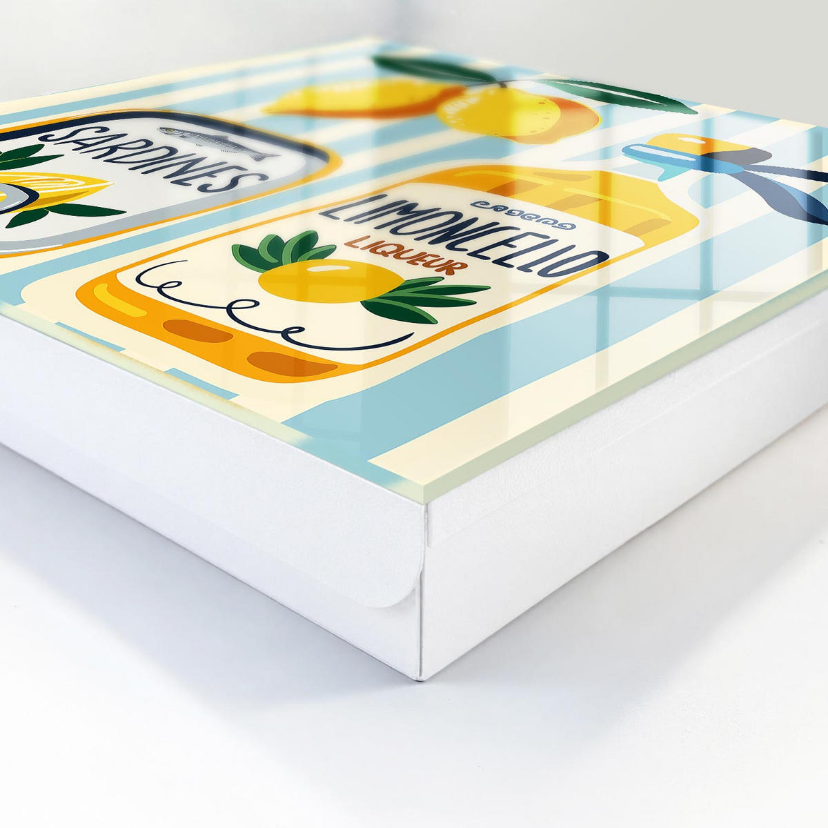 SCHLÜSSELBOX Weiß 30x30 cm – Türöffnung nach rechts - Italienische Motive - Gelb, Metall (30/30/5cm) - TULUP