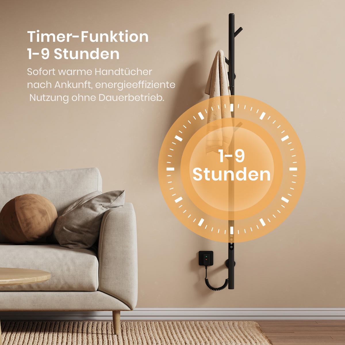 HANDTUCHHEIZKÖRPER Baumheizkörper WLAN Schwarz 150 cm - Schwarz, Metall (12.5/150/14cm) - EMKE