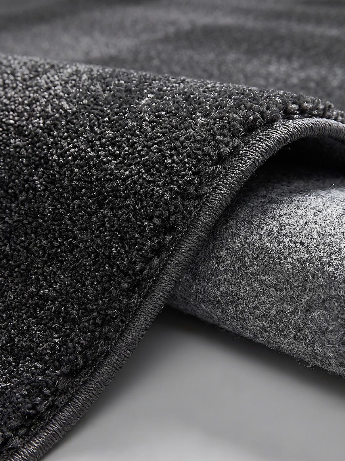 TEPPICH Hochflor ZINAL Uni Polyester Anthrazit 80 x 150 cm - Anthrazit, Textil (80/150cm) - KADIMA DESIGN