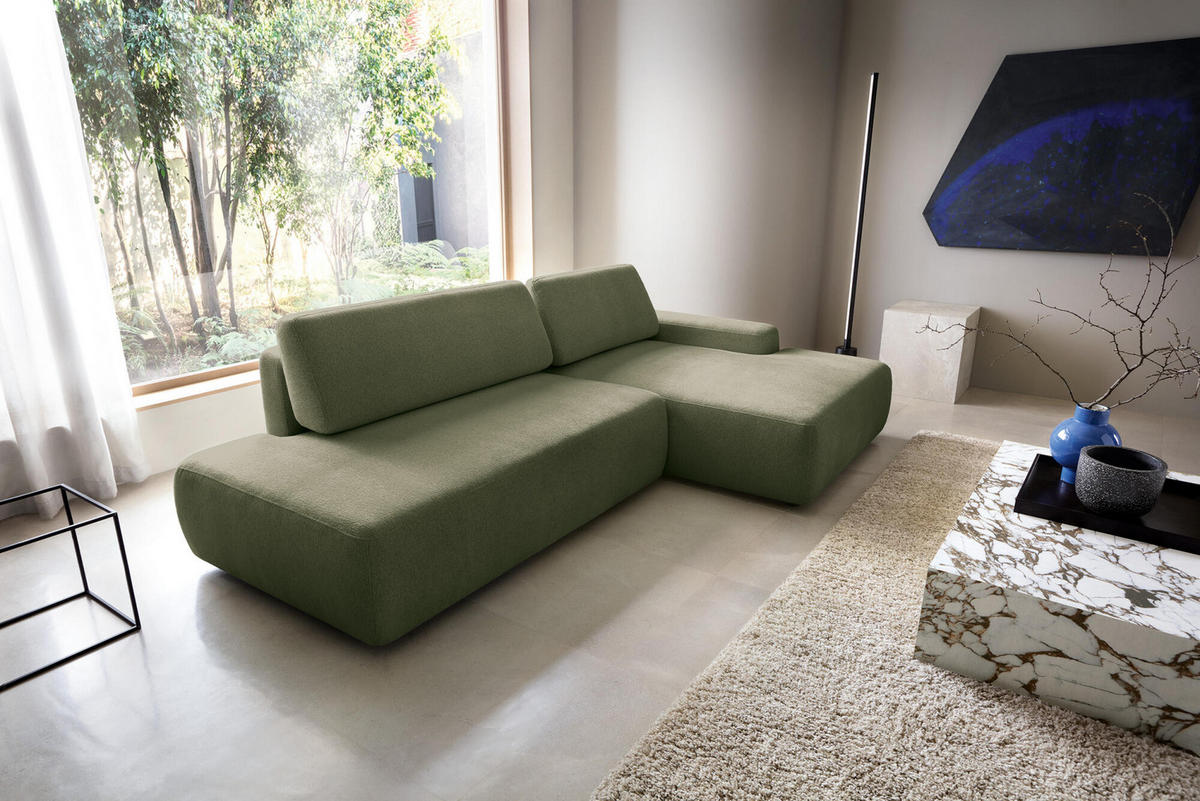ECKSOFA BOULI Grün 276x164x82 cm - Grün, Textil (276/164cm) - FURNLUX