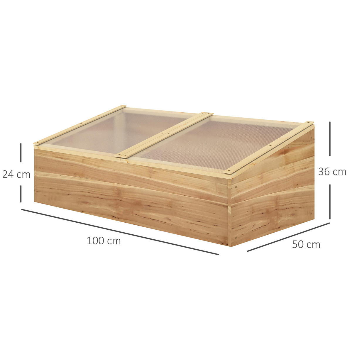 MINI-GEWÄCHSHAUS, Setzlinge, 100x50x36cm, Satteldach, Polycarbonat, Tannenholz - Multicolor, Kunststoff (100/36/50cm) - FORIOUS