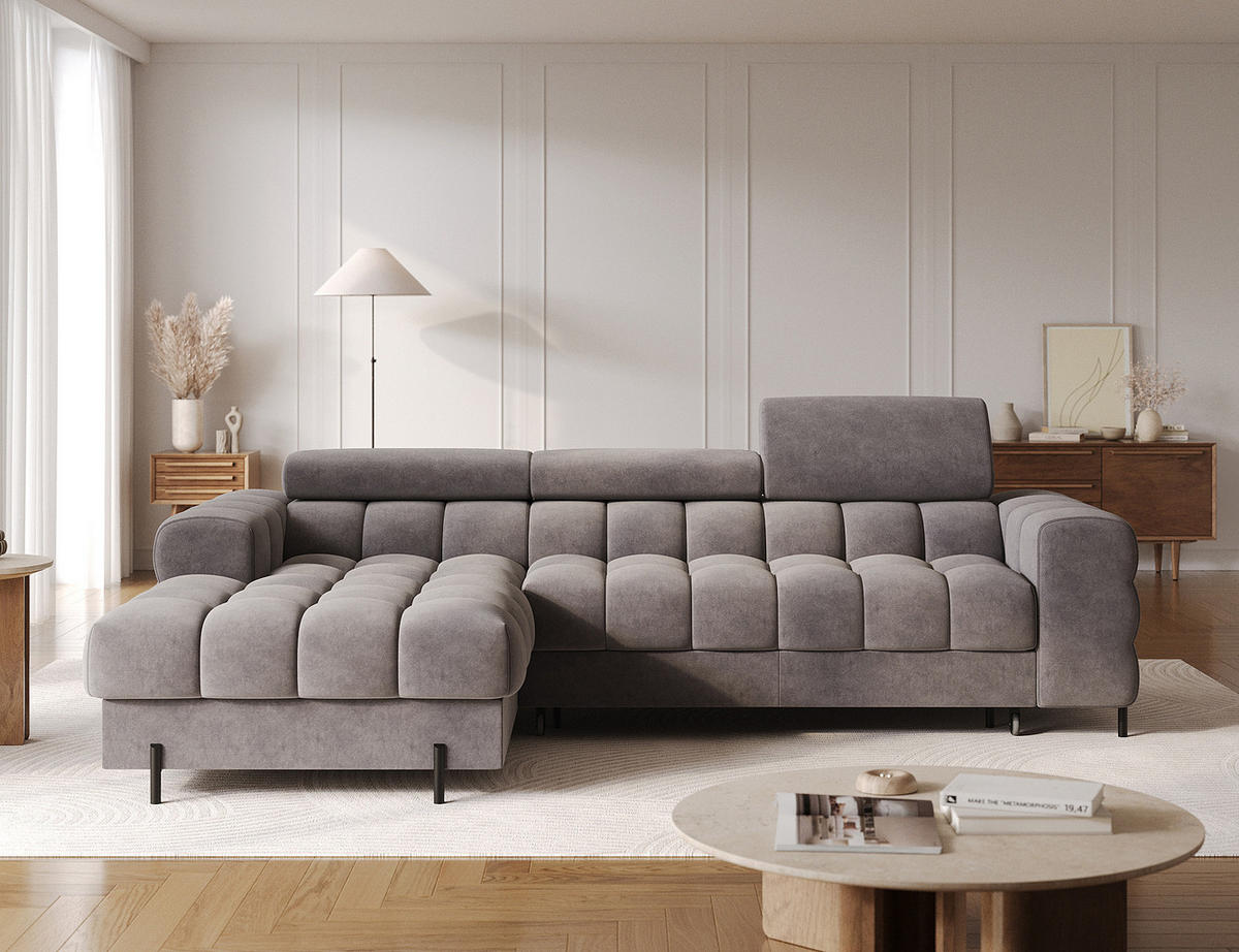 ECKSOFA Neviro L - Grau (Aura 04) - Grau, Holzwerkstoff (285/181cm) - Möblo