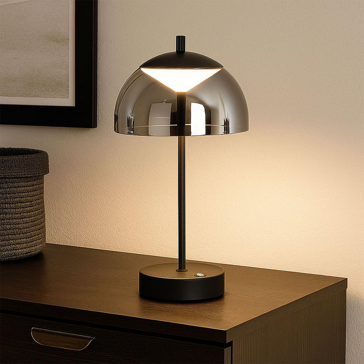 LED TISCHLEUCHTE Riva Rauchgrau 2er Set - Grau, Glas (18/18/35cm)
