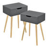 BEISTELLTISCH-SET 2 TLG. Östersund - Dunkelgrau/Naturfarben, Holz/Holzwerkstoff (29.5/40/60cm) - [en.casa]