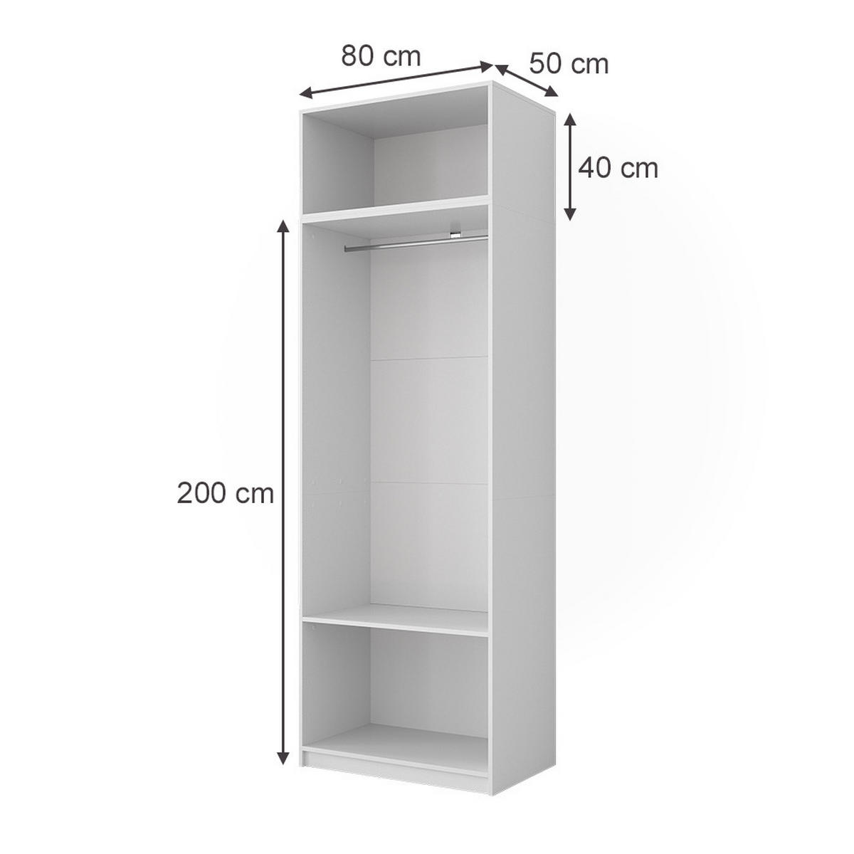 ŠATNÍKOVÁ SKRIŇA Elmo biely 80 x 50 cm Sada 2 ks - biela, kompozitné drevo (80/50/40cm) - Vicco