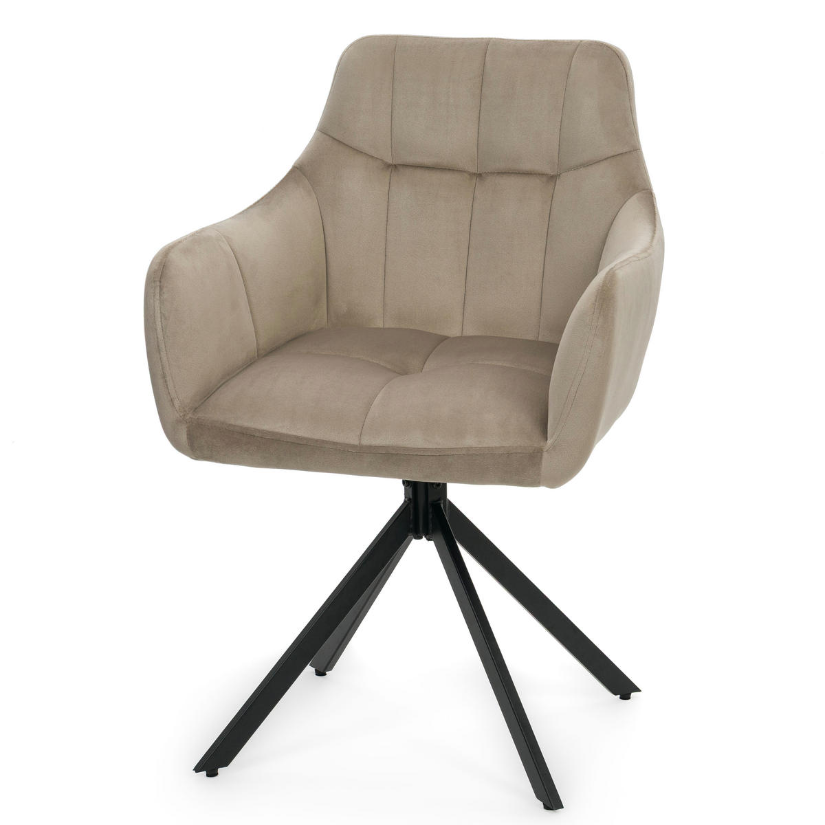STUHL FANO X drehbar gepolsterter mit Steppung - dunkelbeige - Velour - Hellbraun/Beige, Textil/Metall (58/83/59cm) - NEW HOME