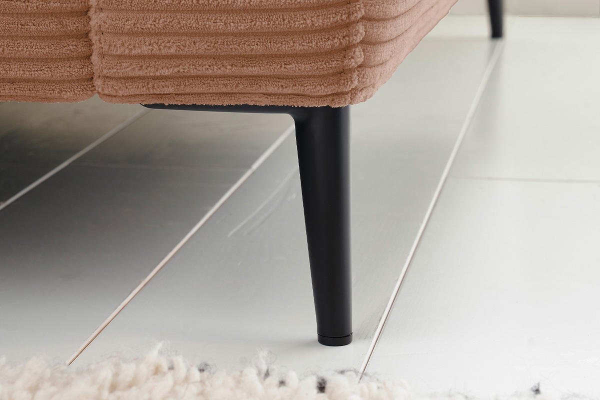 ECKSOFA CARA Braun Cord - Dunkelbraun/Schwarz, Textil/Metall (272/190cm) - KAWOLA