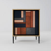 SIDEBOARD INTREPID FORMATION, Eichefarben, 57,5x42x72,5 cm, Schwarze Metallfüße - Eichefarben/Multicolor, Holzwerkstoff/Metall (57.5/72.5/42cm) - SpaceRebels