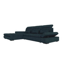 ECKSOFA Toscana Plus Velours inkl. Schlaffunktion - Dunkelblau, Textil (179/300cm) - 99rooms